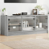 TV Cabinet with Glass Doors Grey Sonoma 102x37x42 cm 836411