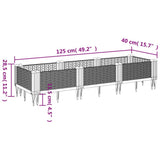 Garden Planter with Pegs White 125x40x28.5 cm PP 368015