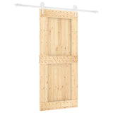 Sliding Door Natural and White 90 x 210 cm Solid Pine Wood 3445185
