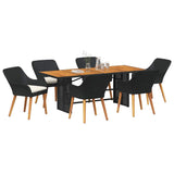 Garden Dining Set 7 pcs Black and brown Poly Rattan 3261623