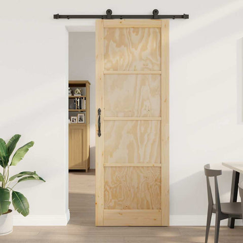 Sliding Door Manual ORKDAL Natural and black 83 x 232 cm 3333452