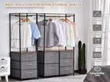 Chest of Drawers with Coat rack Steel Frame 5 Drawers Bedroom Hallway Home Furniture Black Brown T3398P343295
