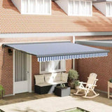Retractable Awning Blue and white 350 x 250 cm Fabric, Metal 3330196