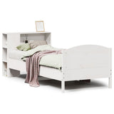 Bookcase Bed without Mattress White 75x190cm Small Single Solid Wood Pine 3323090