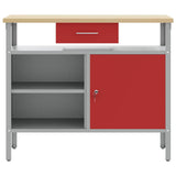 Work Bench with Drawer with Shelf Red and Grey 100 x 55 x 85 cm 4103459