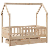 Kids Bed Frame with Drawers without Mattress 80x160 cm Solid Wood 3302041