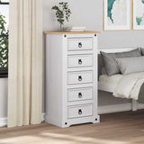 Bedside Table Corona White 53 x 39 x 103 cm Solid Pine Wood 42021191
