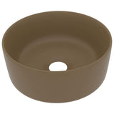 Luxury Wash Basin Round Matt Cream 40x15 cm Ceramic 147018