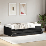 ZNTS Daybed with Drawers without Mattress Black 100x200 cm 3280868