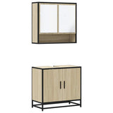 2 Piece Bathroom Furniture Set Sonoma Oak Engineered Wood 3300916