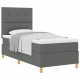 Box Spring Bed with Headboard Dark grey 100 x 200 cm Fabric 3339596