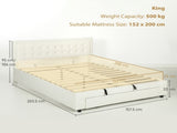 King Size Ottoman Bed Frame, with Front Drawer - Cream T3398P423096