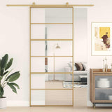 Sliding Door Gold 90x205 cm Clear ESG Glass and Aluminium 155161