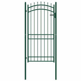 Fence Gate EMMEN with Spikes Steel 103x147 cm Green 146377