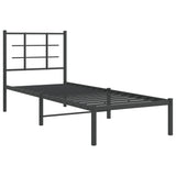 Metal Bed Frame without Mattress with Headboard Black 75x190cm 355551