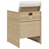 5 Piece Garden Dining Set with Cushions Beige Poly Rattan 365083