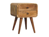 Solid Wood Mini Oak-ish Curved Bedside, 2 Drawers B2743P402931