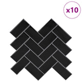 Herringbone Tile 10 pcs Black 30 x 30 cm Polyurethane and PET 42046187
