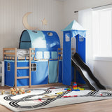 Bunk Bed without Mattress with Slide and Curtains Blue 90x200 cm 3284162