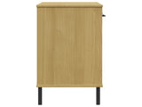Console Cabinet with Metal Legs Brown Solid Wood Pine OSLO 351003