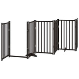 Dog Gate with Door Foldable 9 Panels Black 450 cm Poplar Wood 3155712