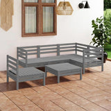 6 Piece Garden Lounge Set Solid Pinewood Grey 3082724