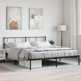 Metal Bed Frame without Mattress with Headboard Black 200x200cm 372186