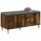 Hall Bench with Cushion with Door Smoked Oak 100 x 38 x 46 cm 891540