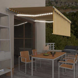 Manual Retractable Awning with Blind&LED 4x3m Yellow&White 3069303
