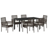 Garden Dining Set with Cushion 7 pcs Brown Poly Rattan 3379874