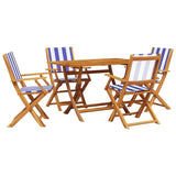 ZNTS 5 Piece Garden Dining Set Blue and White Fabric and Solid Wood 3281705