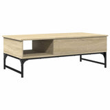 Coffee Table Sonoma Oak 100x50x35 cm Engineered Wood and Metal 845392