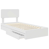 Storage Bed with Headboard White 75 x 190 cm Engineered Wood 3412325