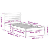 Bed Frame with Headboard White 80 x 210 cm Solid Pine Wood 872303