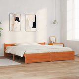 Bed Frame Wax Brown 205.5 x 185.5 x 51 cm Solid Pine Wood 870157