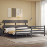 Bed Frame without Mattress Grey 200x200 cm Solid Wood 3195113