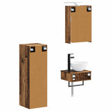 Bathroom Cabinet Set 4 pcs Old Wood 43 x 16 x 62.5 cm 3407373