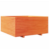 Garden Planter Wax Brown 100x100x49.5 cm Solid Wood Pine 3282541
