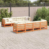 9 Piece Garden Sofa Set with Cushions Wax Brown Solid Wood Pine 3299359