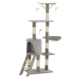 170578 Cat Tree with Sisal Scratching Posts 138 cm Grey
