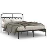 Metal Bed Frame without Mattress with Headboard Black 140x200cm 376601