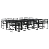 13 Piece Garden Dining Set Black Poly Rattan 3295052