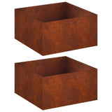 Garden Planter 2 pcs Rusty 60 x 60 x 40 cm Weathering Steel 8005105