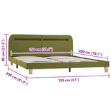 Bed Frame with LED without Mattress Green Fabric 150x200 cm King Size 281089