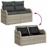 Garden Sofa with Cushion Light Grey 121 x 62 x 69cm Poly Rattan 42006727