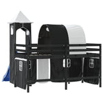 ZNTS Kids' Loft Bed with Tower without Mattress White&Black 90x200cm 3207105