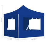 ZNTS Professional Folding Party Tent with Walls Aluminium 3x3 m Blue 45487