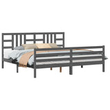 Bed Frame without Mattress Grey 200x200 cm Solid Wood 3193943