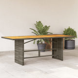 Garden Table with Acacia Wood Top Grey 190x80x74 cm Poly Rattan 365310
