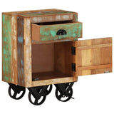 ZNTS Bedside Cabinet with Wheels 40x30x57 cm Solid Reclaimed Wood 328316